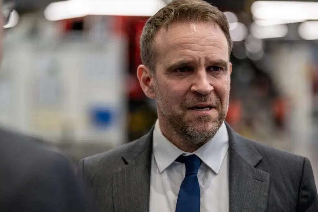 Marseille, France -27-02-2025: Marc Ferracci, French Minister for Industry and Energy, visits the H 160 and H 175 helicopter production and assembly lines at Airbus Helicopters Marignane