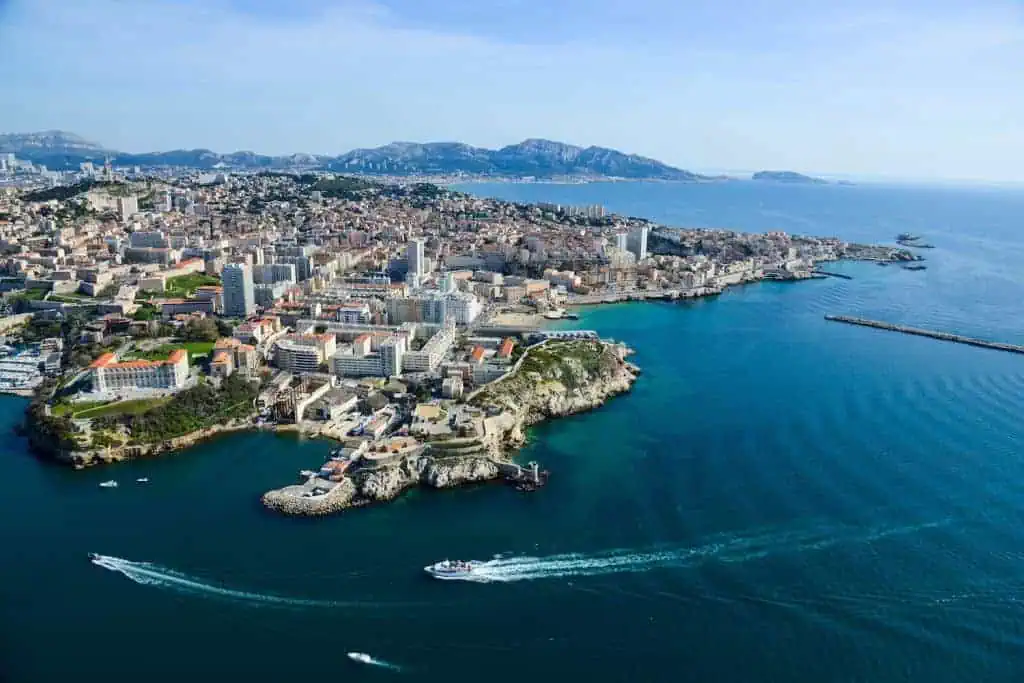 France Bouches-du-Rhone (13) Marseille. Aerial view of the Corniche Kennedy